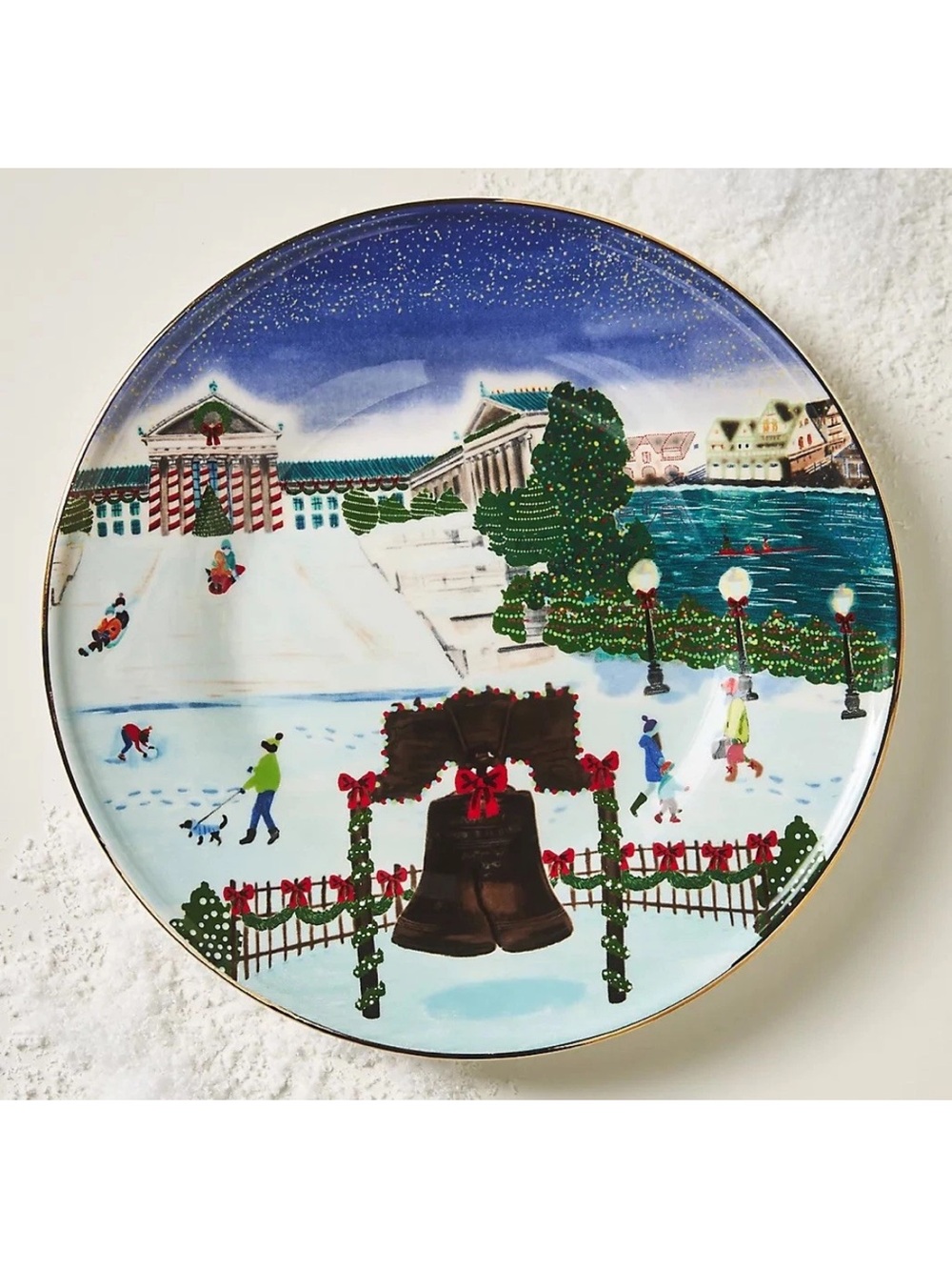 Anthropologie Holiday in the City Dessert Plate Philadelphia BRAND NEW